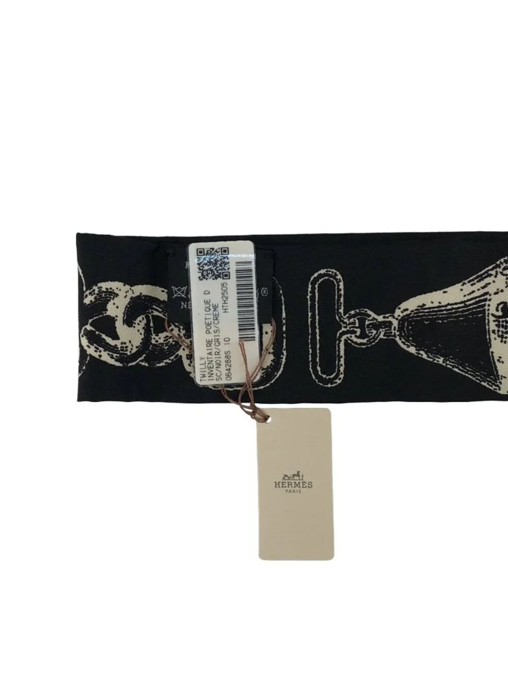 Hermes Inventaire Poetique Silk Twilly Black Gray Scarf